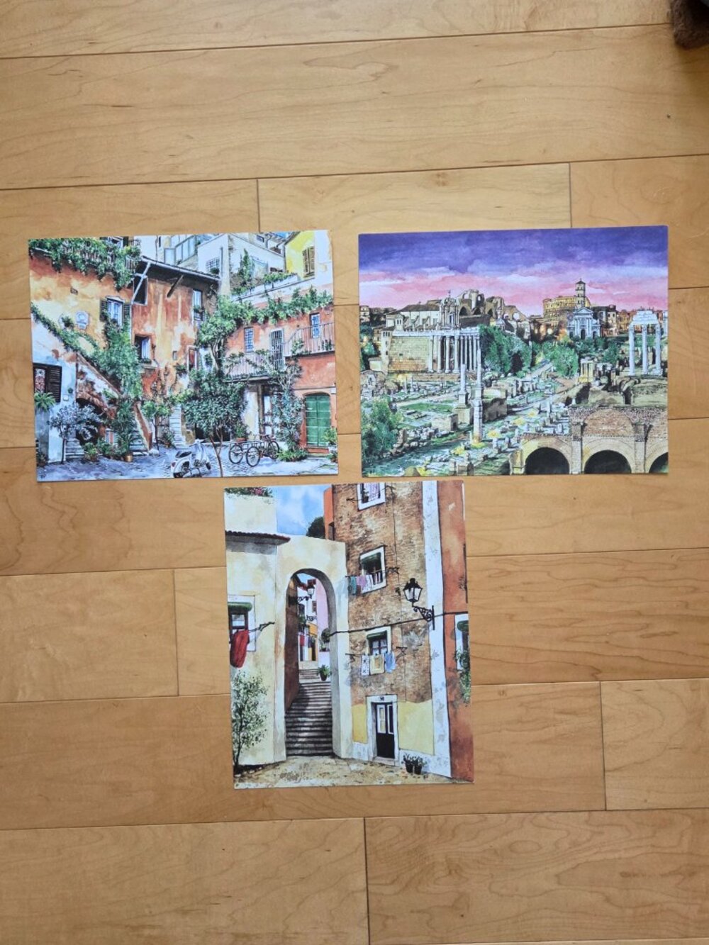 x3 Paintings Italy by Italian Artist - Purchased in Rome directly from the artis